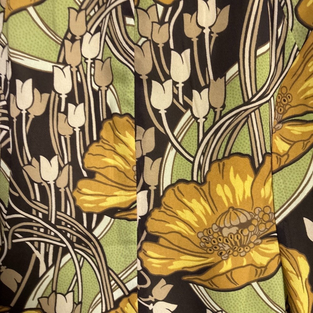 Vintage Loft Skirt 8 Yellow Green Brown A Line Poppy Floral Retro 70s y2k Flowy - Picture 4 of 10